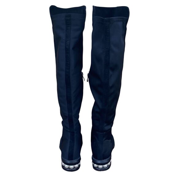 CATHERINE MALANDRINO Black Vegan Suede Over the Knee Pearl Heel Boot 7.5 - Picture 6 of 14